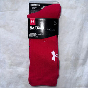NIP Adult Medium Under Armour UA Team Performance Crew Socks Bright Red Pk/1 Pr